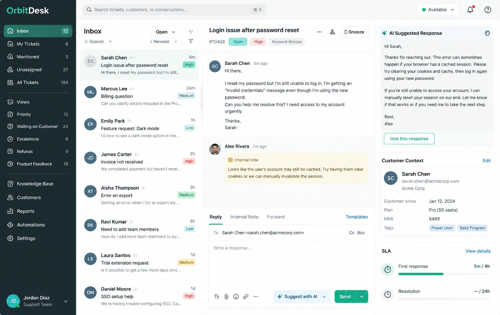 OrbitDesk main screen