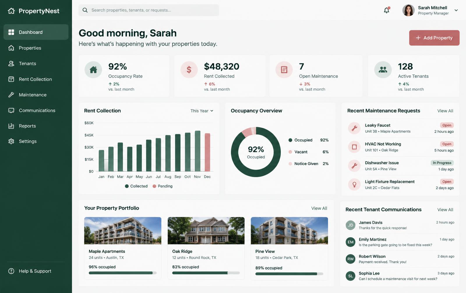 PropertyNest main screen