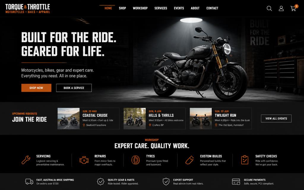 Barras Bike Hub website design preview