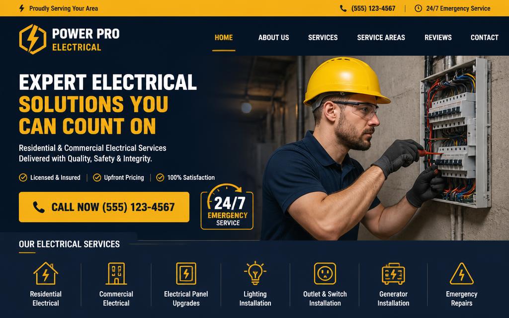 Electrician Demo website design preview