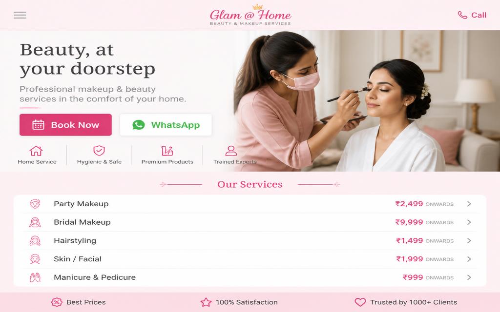 Shannu Beauty At Home website design preview